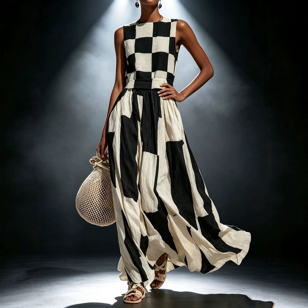 Round Neck Sleeveless Loose Maxi Dress
