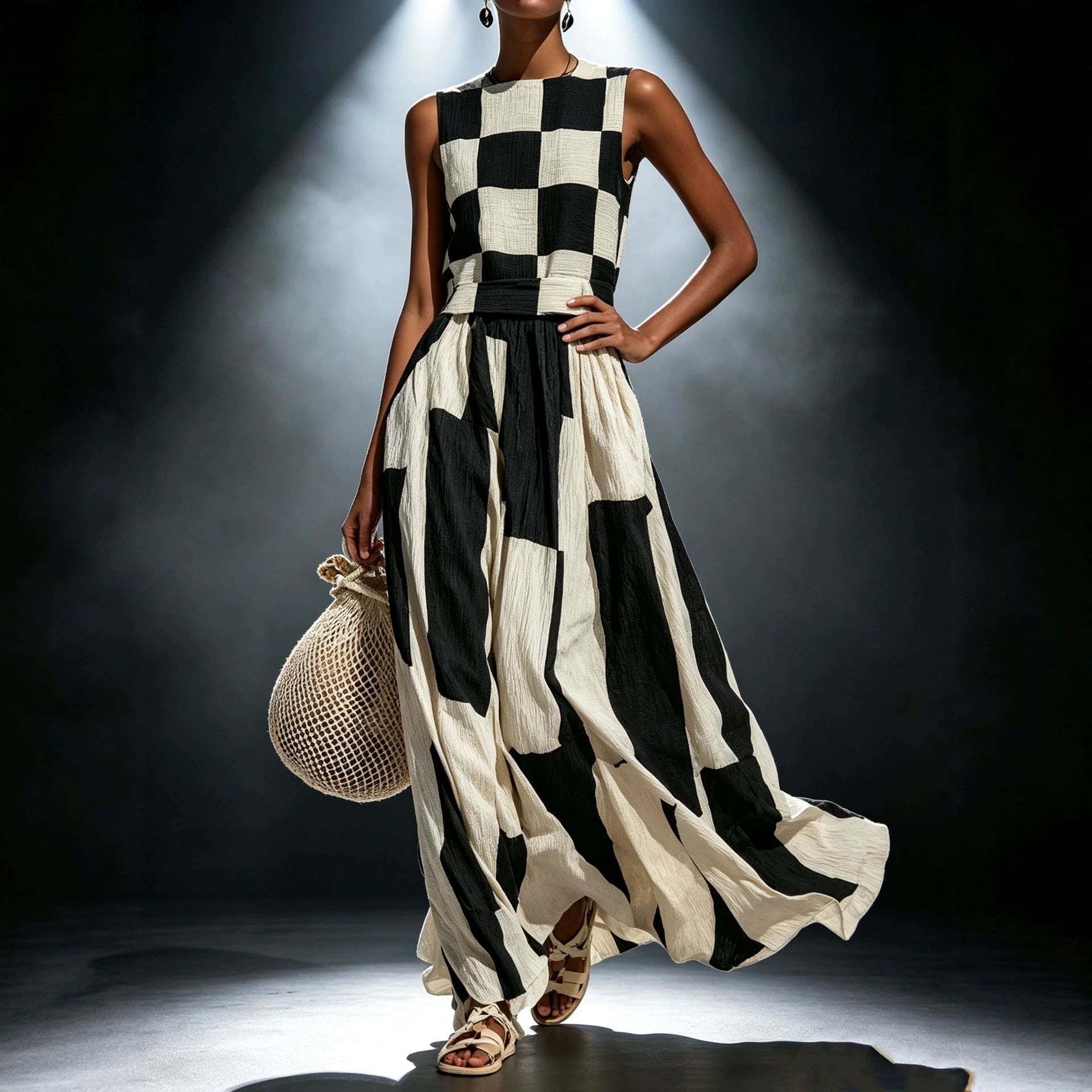 Round Neck Sleeveless Loose Maxi Dress