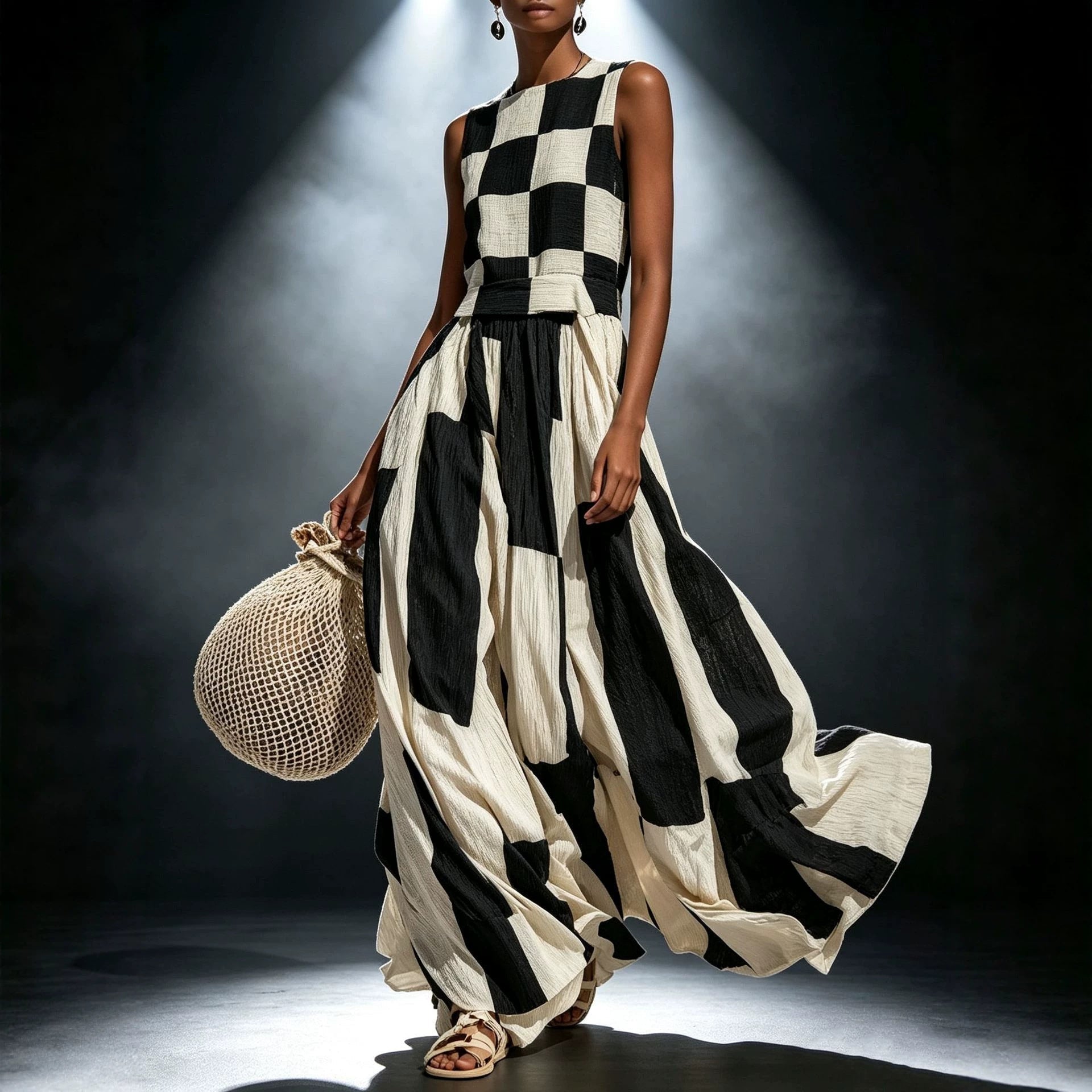 Round Neck Sleeveless Loose Maxi Dress