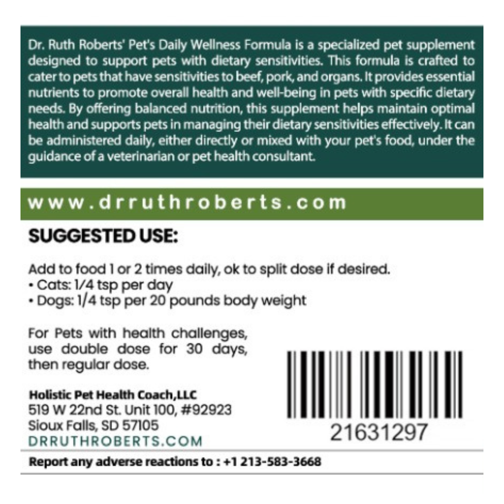 Daily Wellness Formula — Glandular-Free Multivitamin for Dogs & Cats with Beef, Pork, or Organ Sensitivities