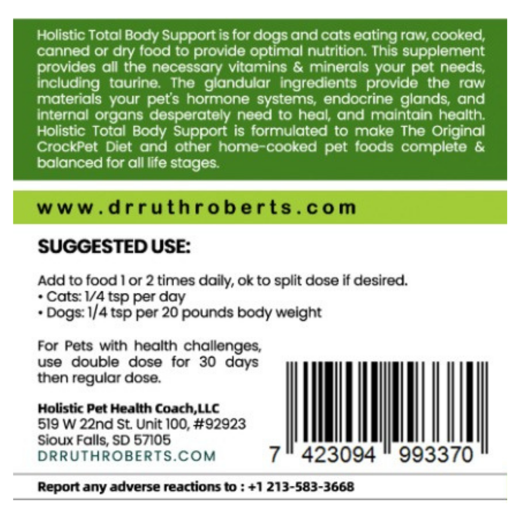 Holistic Total Body Support — Daily Multivitamin & Pasture-Raised Glandular Blend for Dogs & Cats