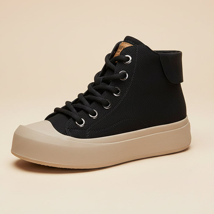 Women's High-Top Genuine Leather Vintage Flat Sneakers